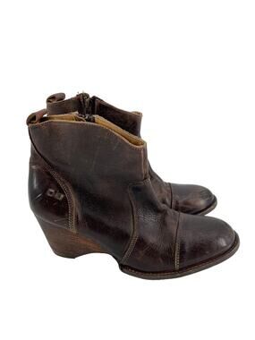 Bed Stu Cobbler Series Ankle Wedge Boots Womens 11 Dark Brown Leather Stacked